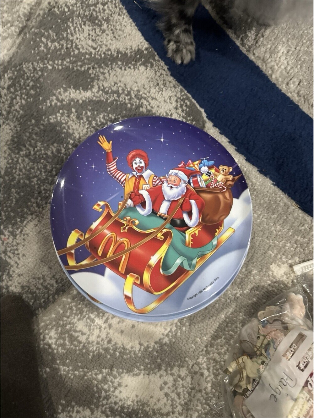 Vtg 1997 McD Christmas Collector Plate Ronald McDonald & Santa sleigh [COPY]